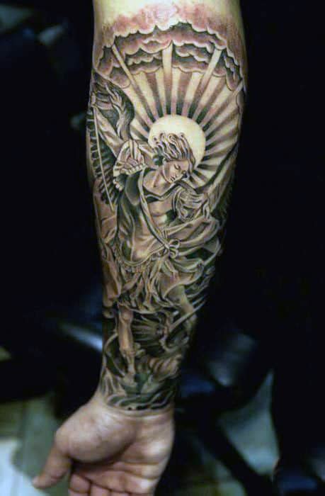 RELATED: 55 Best <b>Arm</b> <b>Tattoo</b> <b>for Men</b>. . Forearm angel tattoos for men